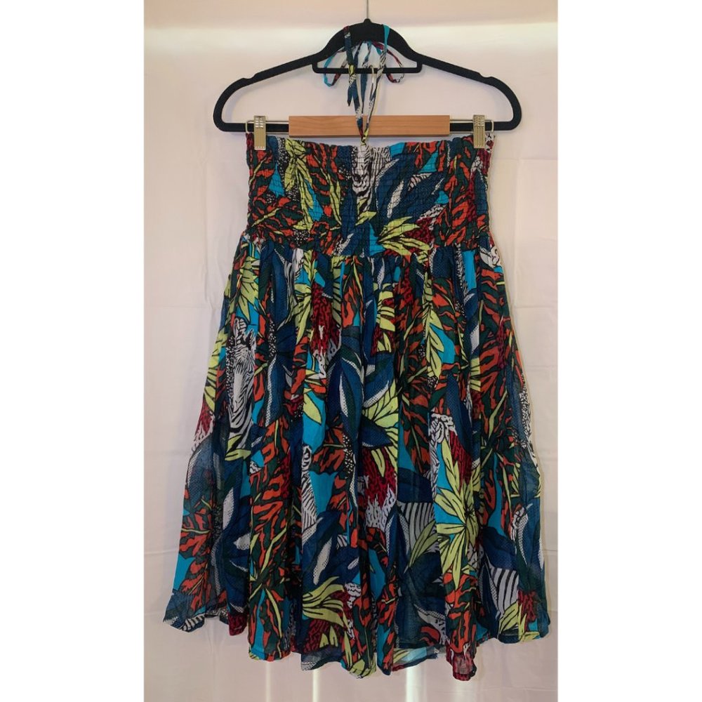 FINAL MARKDOWN French Connection Electric Forest Smocked Tie Halter Sundress
